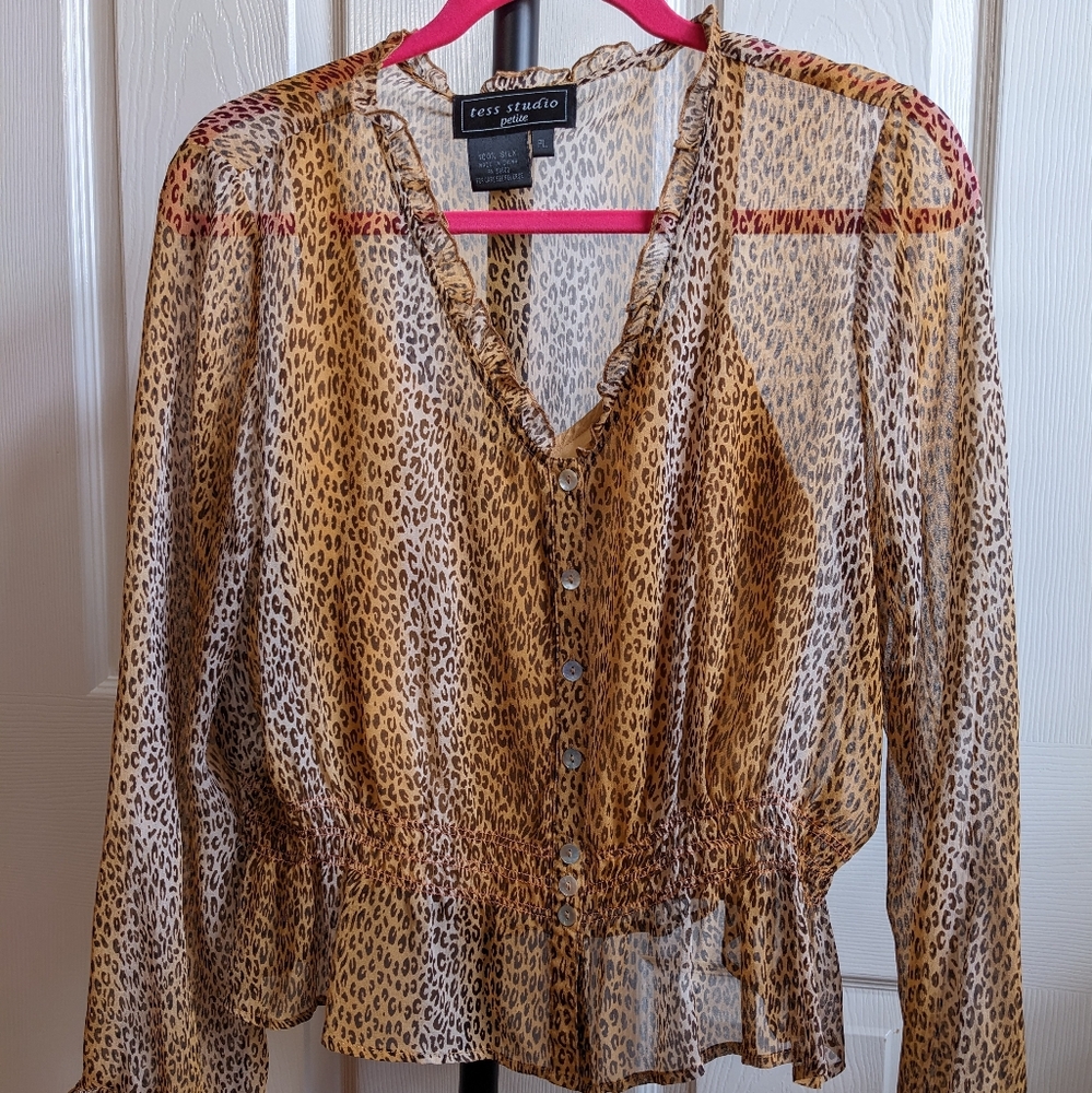 Cheetah Silk blouse, Large 2 Pieces
